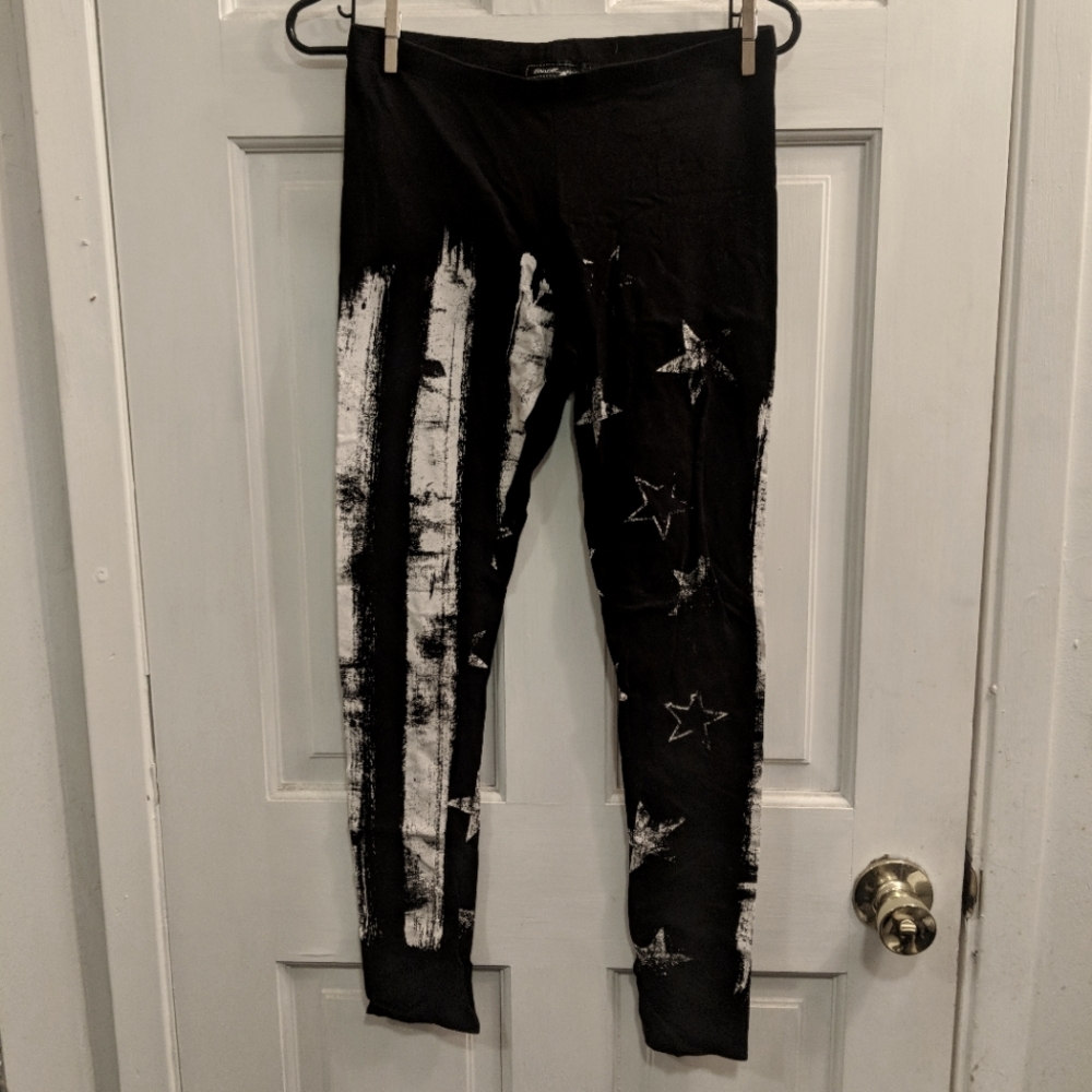 American flag black and white leggings